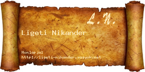 Ligeti Nikander névjegykártya